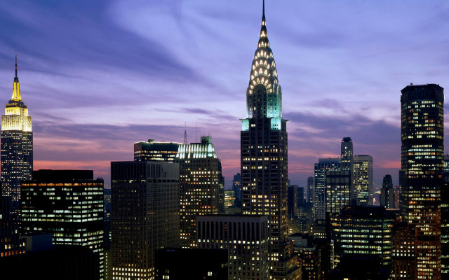 City skyline night tall buildings #28 free wallpaper - medium preview image