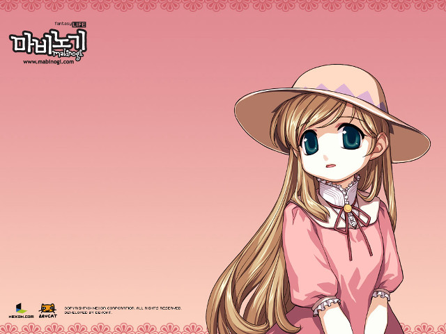Girl hat pink dress aqua free wallpaper - medium preview image