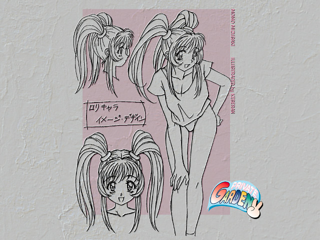 Eizan kikukawa girl ponytail threeposes free wallpaper - medium preview image