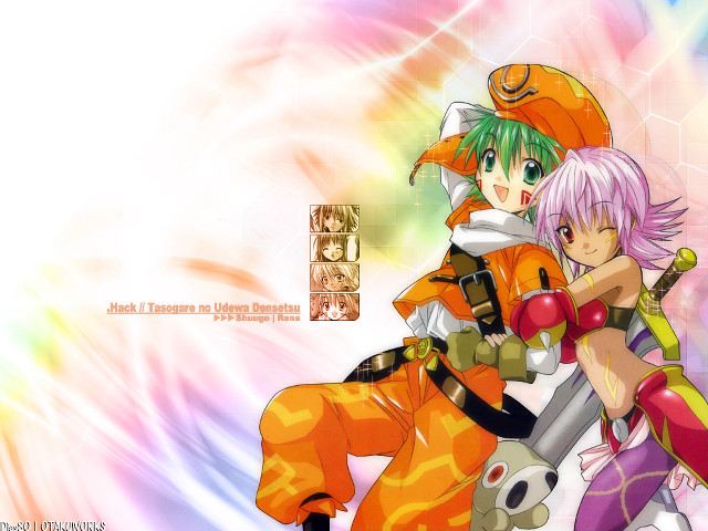 Anime characters hugging colorful background #2 free wallpaper - medium preview image