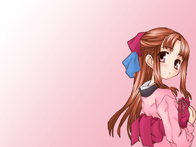 Girl pink background bow anime free wallpaper - medium preview image