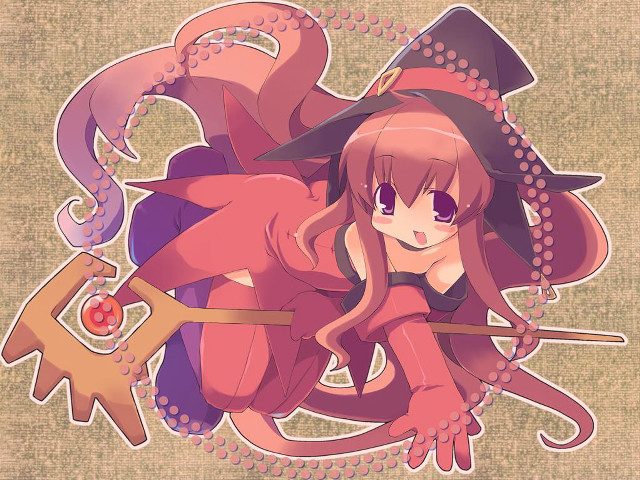 Cartoon witch hat wand tentacles free wallpaper - medium preview image