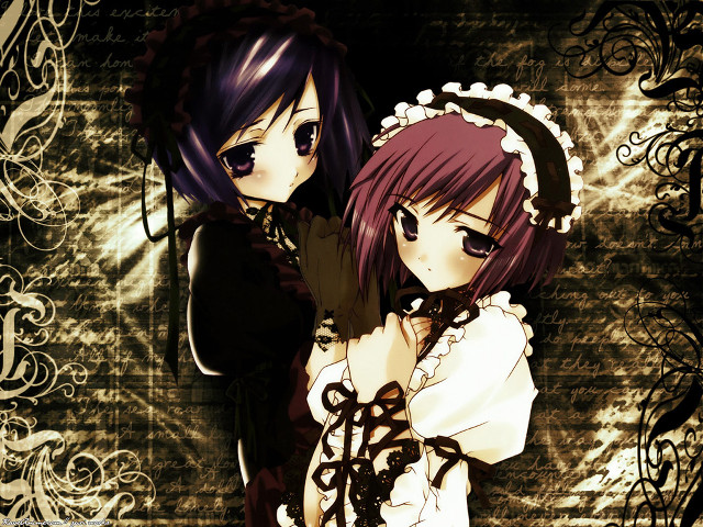 Purple haired sisters anime gothic free wallpaper - medium preview image