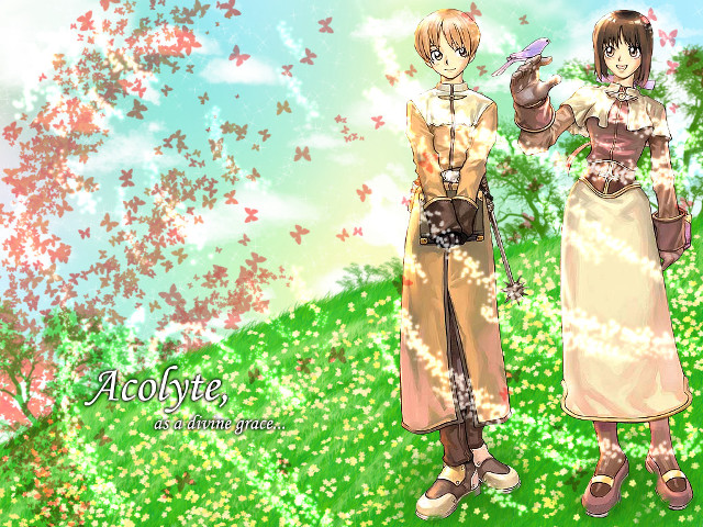 Anime characters flower field autumn free wallpaper - medium preview image