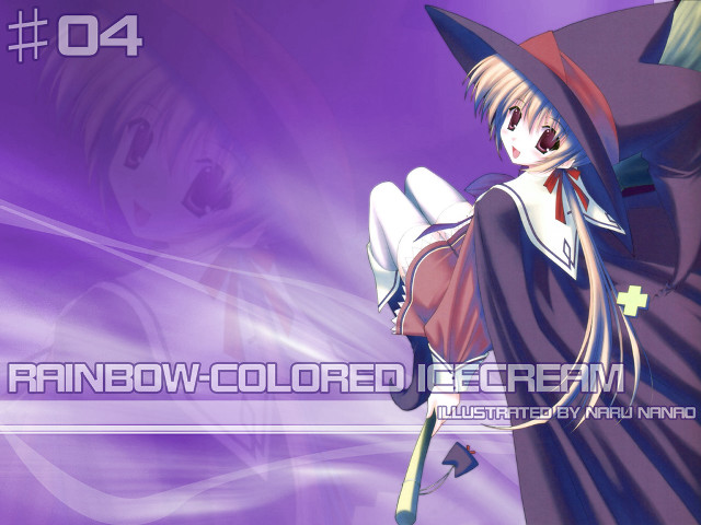 Anime witch purple background holography free wallpaper - medium preview image