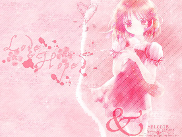 Pink dress girl heart anime free wallpaper - medium preview image