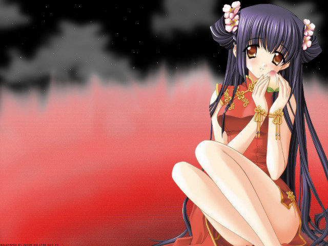 Girl long hair sitting chinese free wallpaper - medium preview image