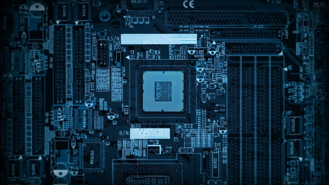 Motherboard cpu chip dark blue free wallpaper - medium preview image
