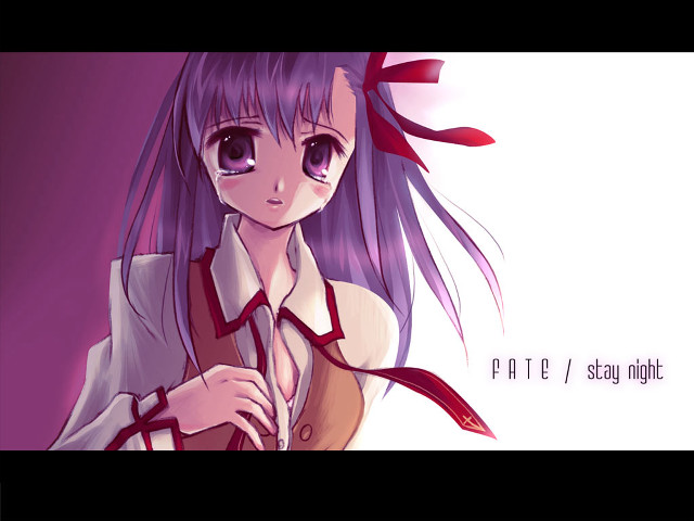 Purple haired girl anime tears free wallpaper - medium preview image