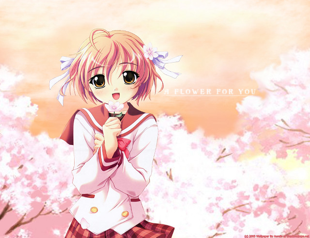 Pink dress girl tree flower free wallpaper - medium preview image
