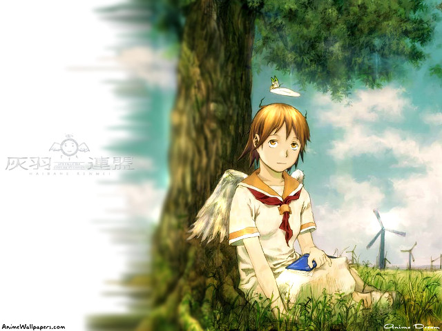 Girl tree book windmill angel free wallpaper for desktop - medium preview image