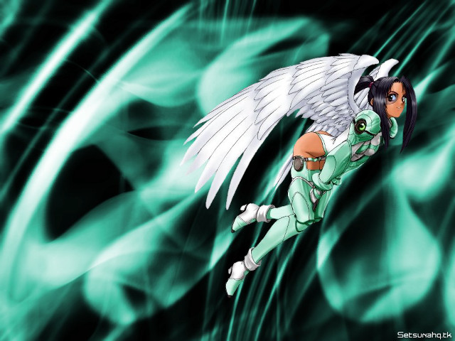 Angel wings glowing green smoke free wallpaper - medium preview image