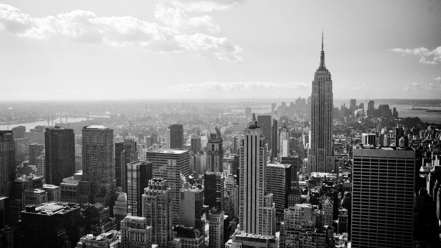 City skyline black white tall free wallpaper - medium preview image
