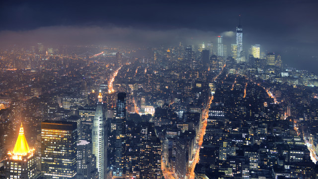 City night lights buildings fog #2 free wallpaper - medium preview image