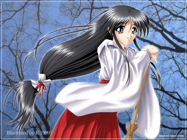 Woman white dress broom baretree free wallpaper - medium preview image