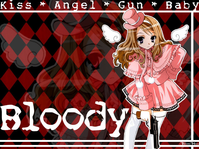 Pink dress girl gun argyle free wallpaper - medium preview image