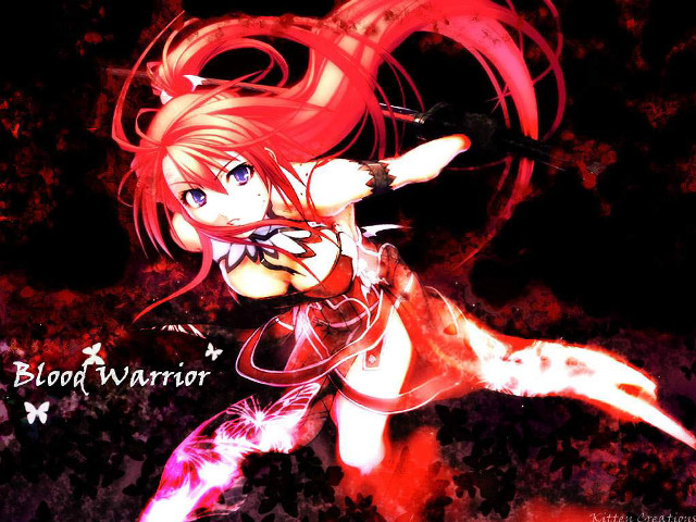 Red haired girl flying sword free wallpaper - medium preview image