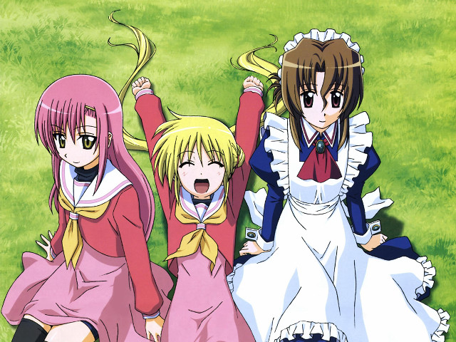 Three anime girls dresses field free wallpaper - medium preview image