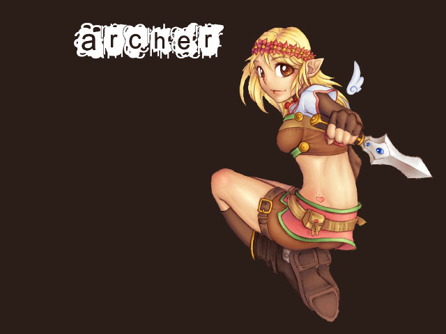 Elf archer blonde brown eyes free wallpaper - medium preview image