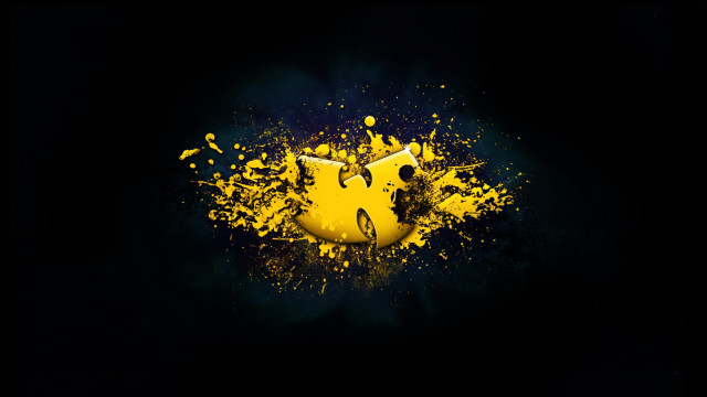 Batman symbol dark yellow splatters free wallpaper - medium preview image
