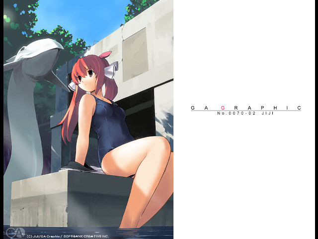 Girl dolphin swimsuit outdoors longhair free wallpaper - medium preview image
