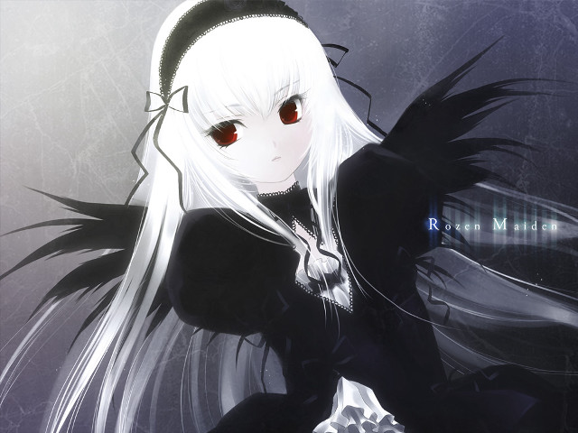 Anime girl white hair red #7 free wallpaper - medium preview image