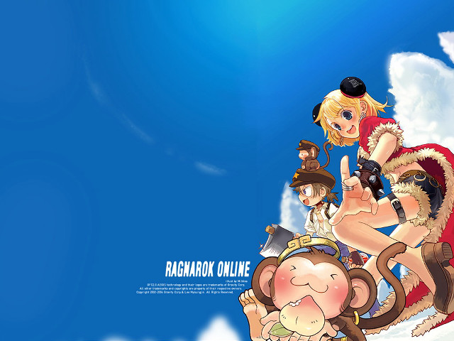 Cartoon boy sitting monkey back free wallpaper - medium preview image