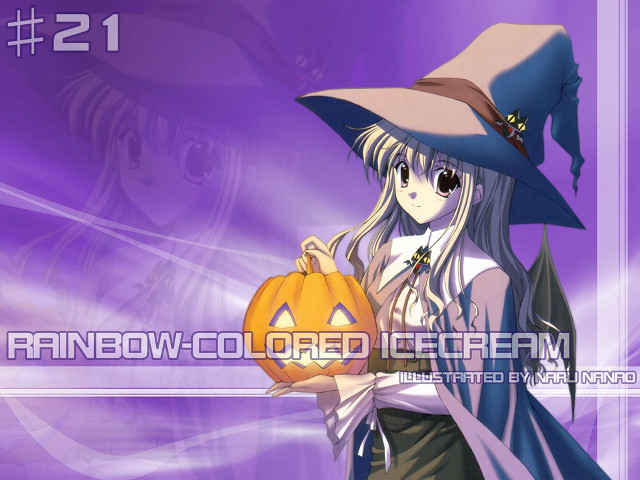 Girl witch pumpkin halloween purple free wallpaper - medium preview image