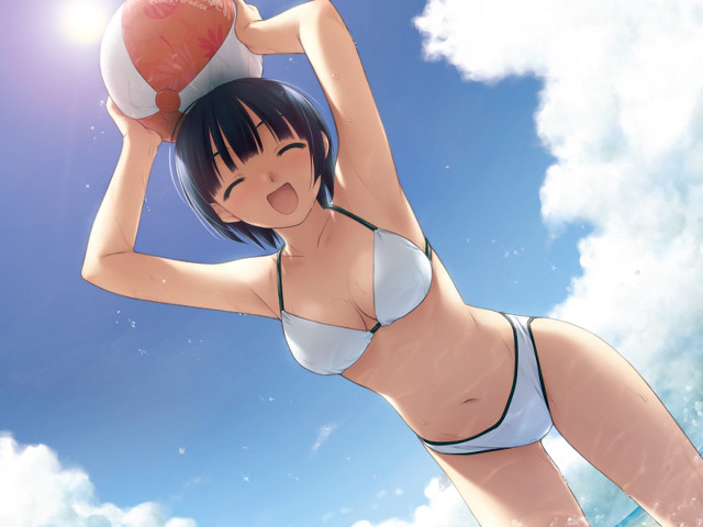 Woman bikini basketball clouds sky free wallpaper - medium preview image