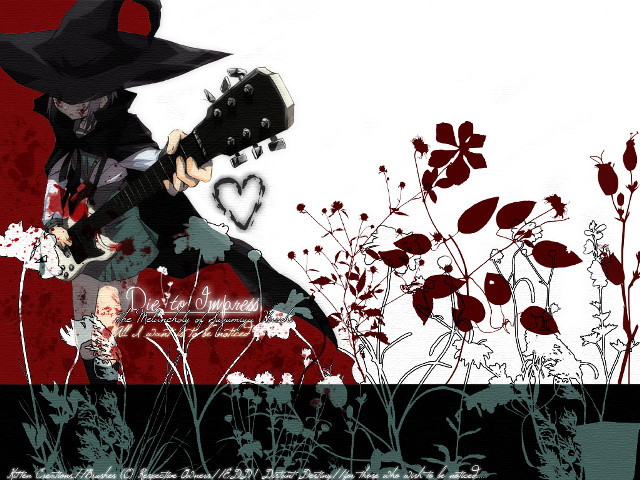 Gothic guitar man flower field free wallpaper - medium preview image