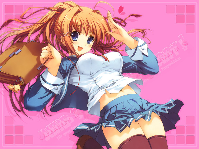 Woman skirt boots briefcase wind free wallpaper - medium preview image