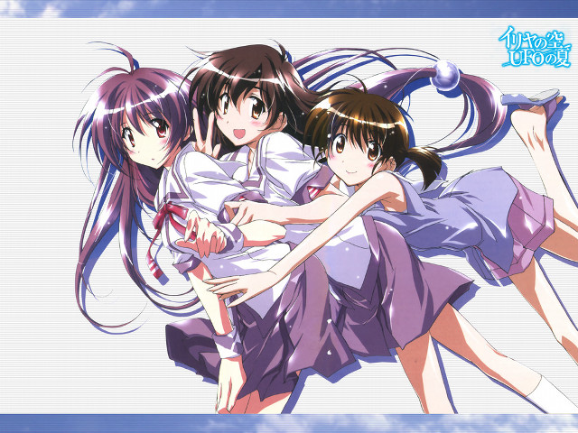 Three girls purple dresses hug free wallpaper - medium preview image