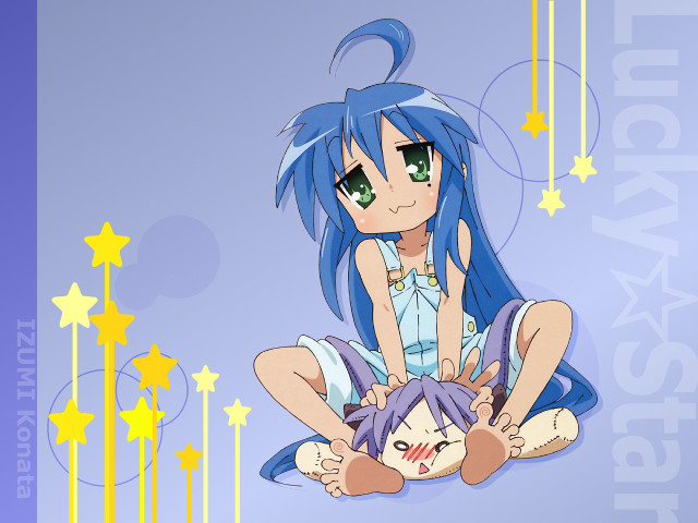 Blue hair girl starry background free wallpaper - medium preview image
