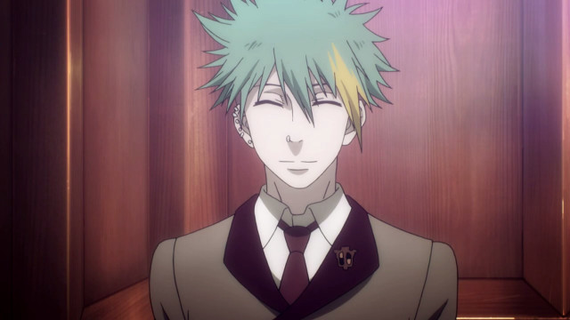 Green haired man formal room free wallpaper - medium preview image