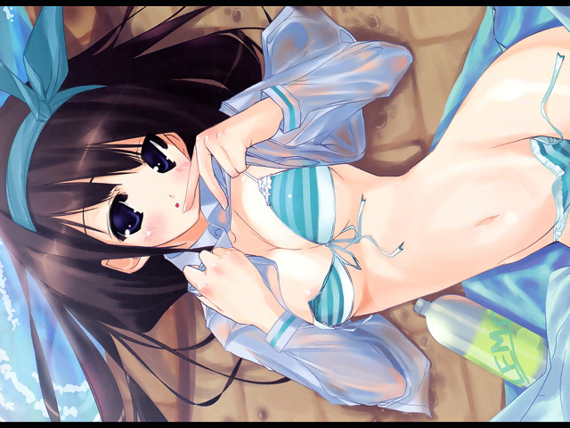 Woman blue white bikini holography free wallpaper for desktop - medium preview image
