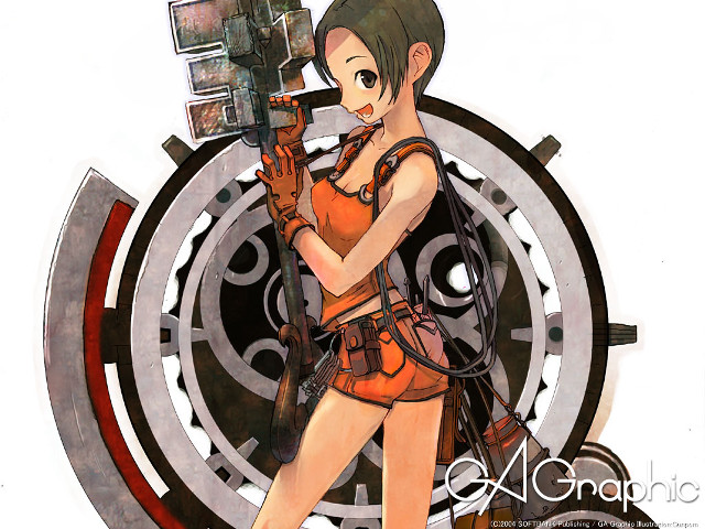 Woman camera cellphone clock orange free wallpaper - medium preview image