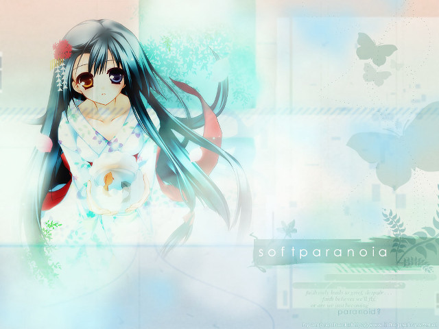 Girl longhair whitedress flower butterfly free wallpaper - medium preview image