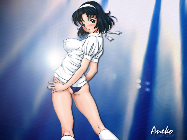 Woman white shirt blue shorts #6 free wallpaper - medium preview image