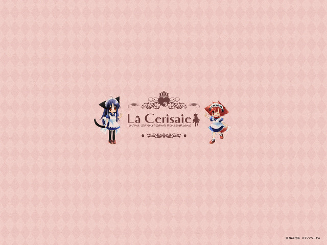 Anime couple pink background kemonomimi free wallpaper for desktop - medium preview image