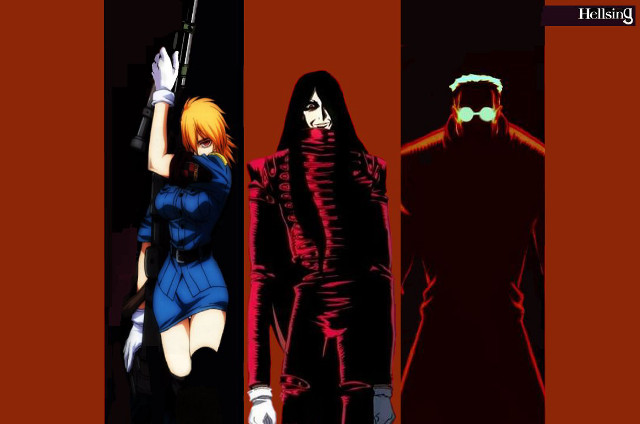 Anime characters lineup red background free wallpaper - medium preview image