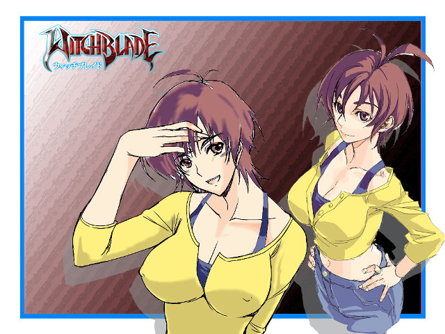 Anime girls yellow tops salute free wallpaper - medium preview image