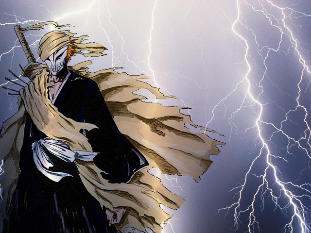 White haired man lightning sword free wallpaper - medium preview image