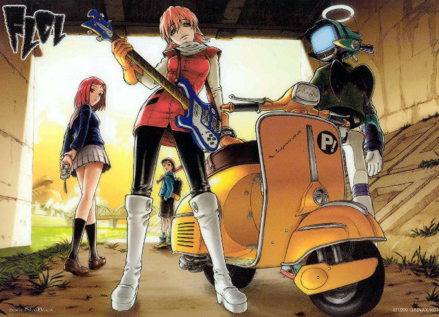 Anime girls scooter guitar brownhair free wallpaper - medium preview image