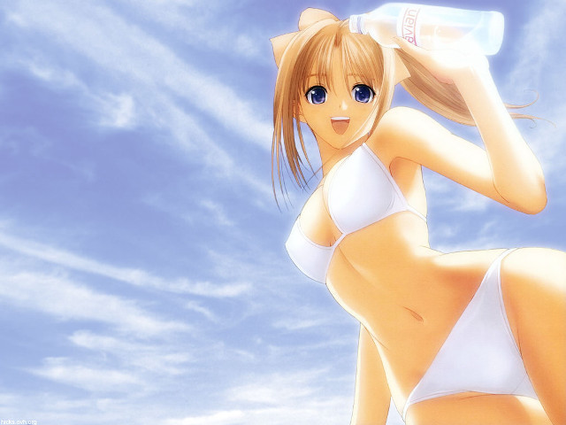 Woman bikini water sky clouds free wallpaper - medium preview image