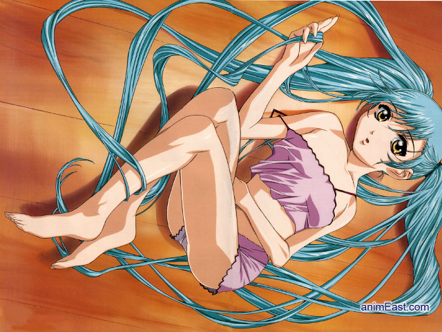 Blue hair woman laying wires #2 free wallpaper - medium preview image