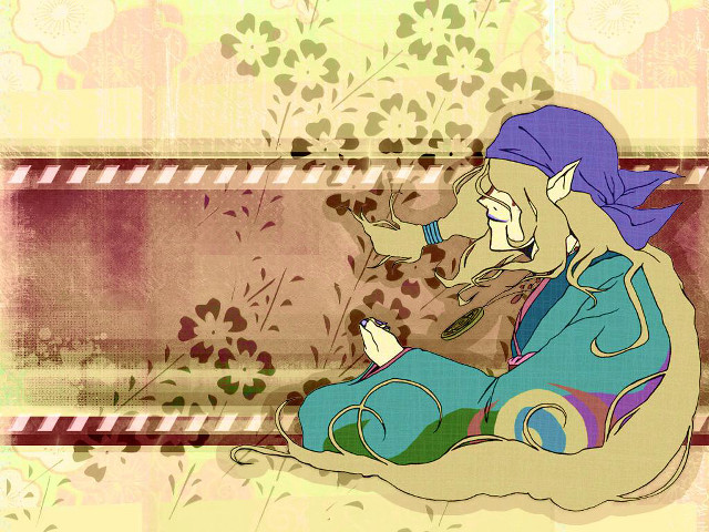 Cartoon boy bench cellphone art free wallpaper - medium preview image