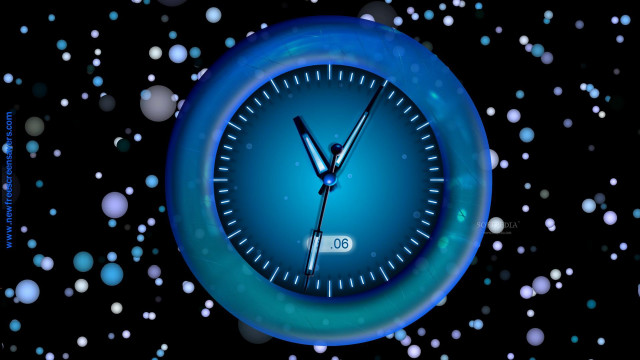 Blue clock black background white free wallpaper - medium preview image