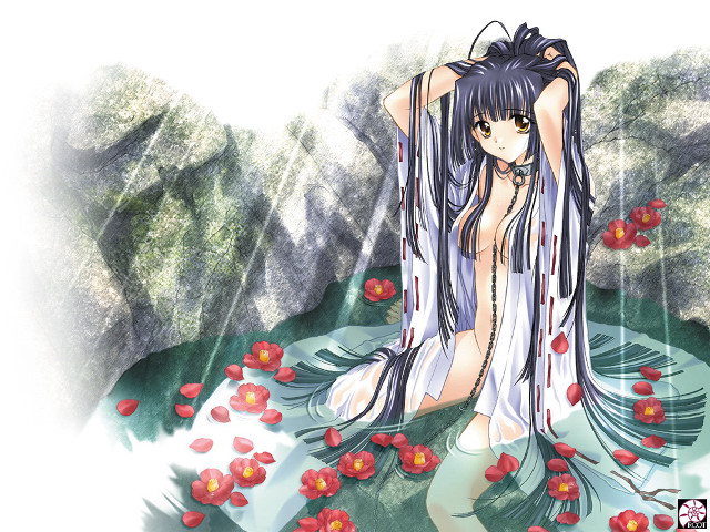Woman long hair rain flower free wallpaper - medium preview image
