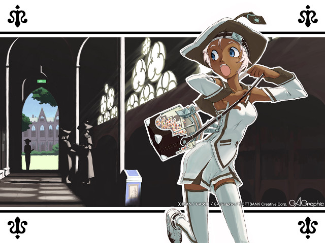 Cartoon woman white outfit gun free wallpaper - medium preview image