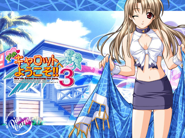 Girl blue scarf building palm free wallpaper - medium preview image